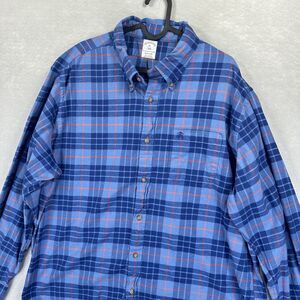 Brooks Brothers Button Down Flannel‎ Shirt Men's XL Original Fit Blue Red Plaid